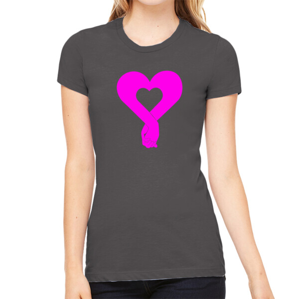 HeartHandsPink - Women's Premium Cotton Slim Fit T-SHirt Thumbnail