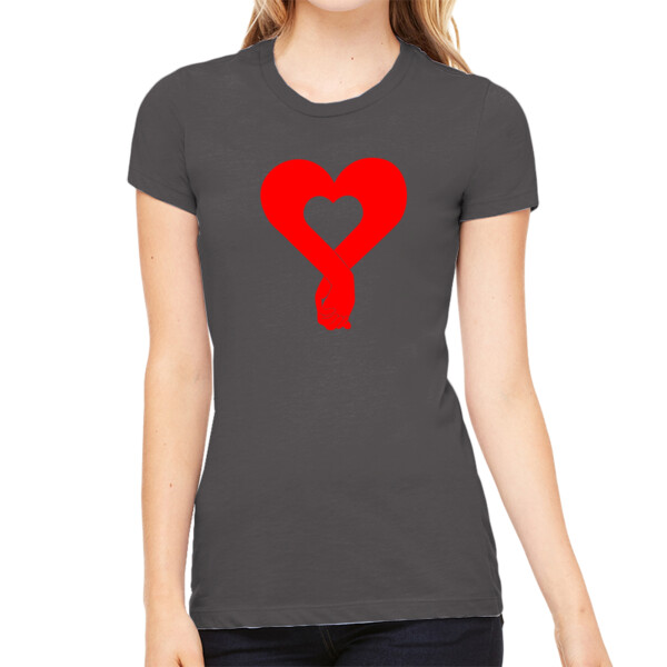Heart Hands Red - Women's Premium Cotton Slim Fit T-SHirt Thumbnail