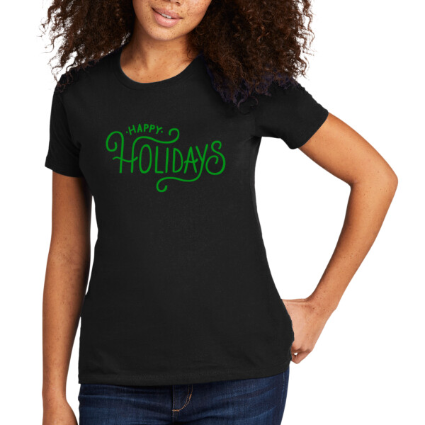 Happy Holidays Green - Women's Premium Cotton T-Shirt Thumbnail