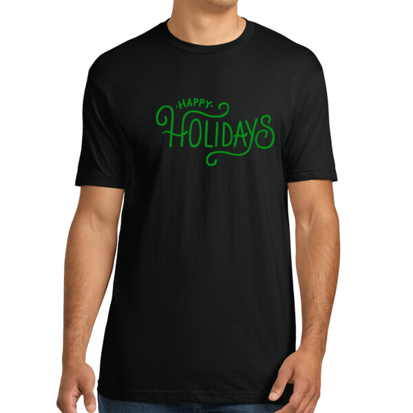 Happy Holidays Green - Unisex Premium Cotton T-Shirt Thumbnail