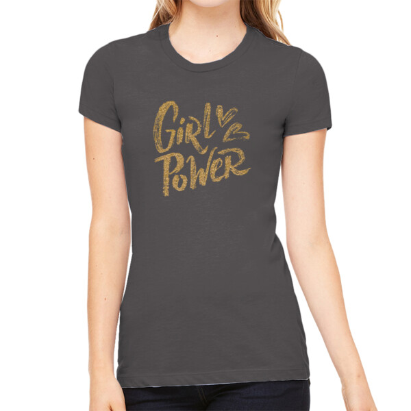 Girl Power Gold - Women's Premium Cotton Slim Fit T-Shirt Thumbnail