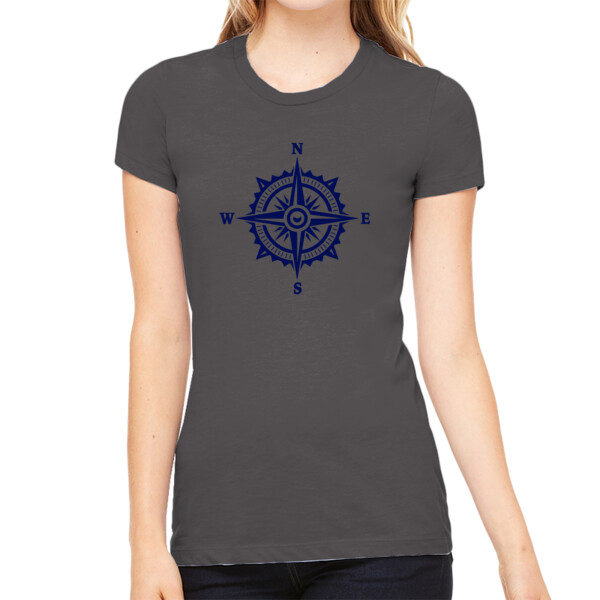 Nautical Sign 1 Navy - Women's Premium Cotton Slim Fit T-SHirt Thumbnail