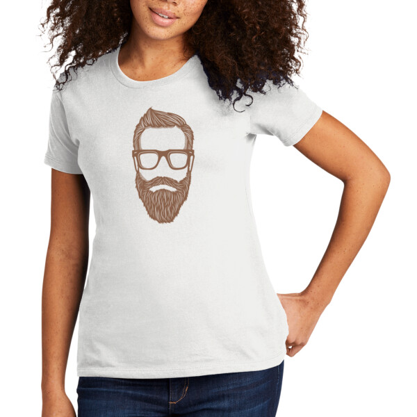 Hipster Beard 1 Brown - Women's Premium Cotton T-Shirt Thumbnail