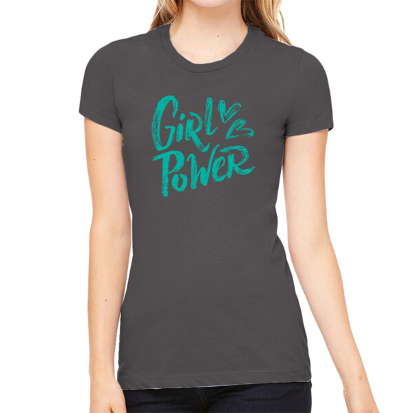Girl Power Aqua - Women's Premium Cotton Slim Fit T-SHirt Thumbnail