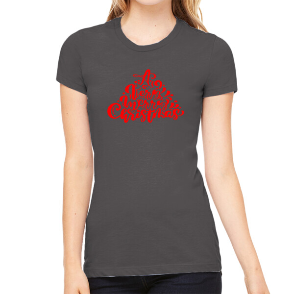 A Very Merry Christmas Red - Women's Premium Cotton Slim Fit T-SHirt Thumbnail