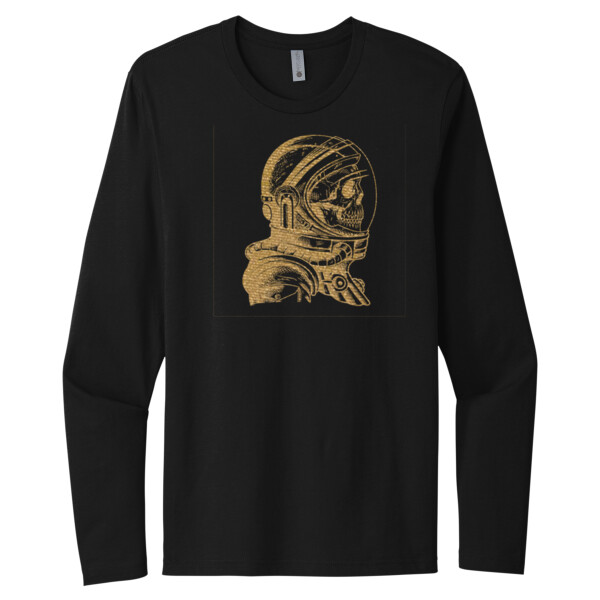 Skeleton Astronaut metallic gold - Unisex Premium Cotton Long Sleeve T-Shirt Thumbnail