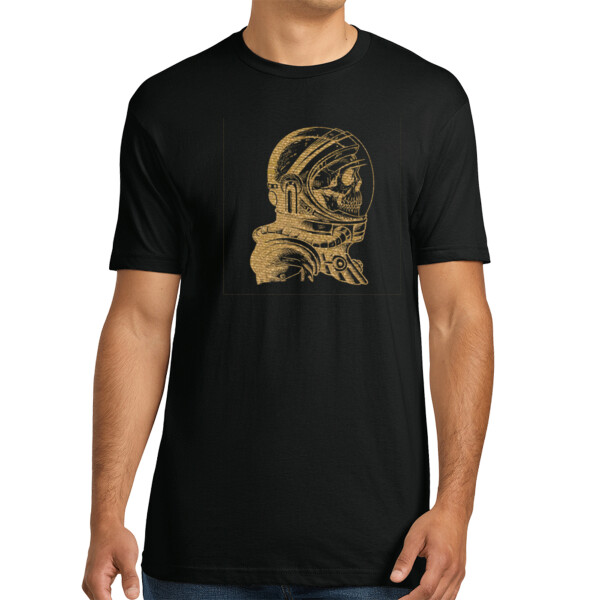 Skeleton Astronaut metallic gold - Unisex Premium Cotton T-Shirt Thumbnail