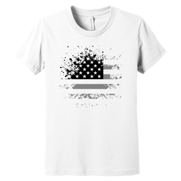 Distressed Flag Black Grey - Youth Premium Cotton T-Shirt Thumbnail