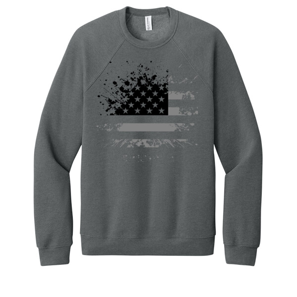 Distressed Flag Black Grey - Unisex Premium Fleece Crew Sweatshirt Thumbnail