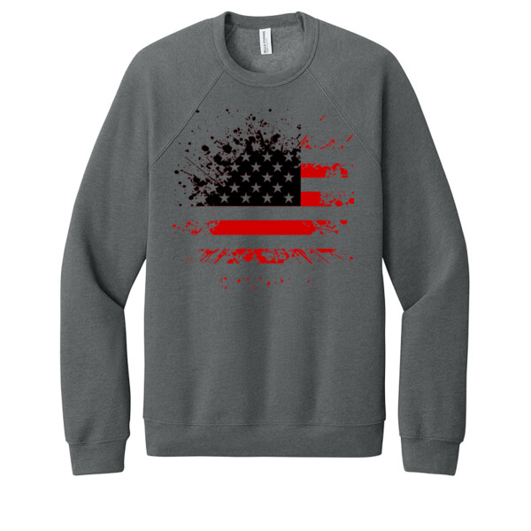 Distressed Flag Red Black - Unisex Premium Fleece Crew Sweatshirt Thumbnail