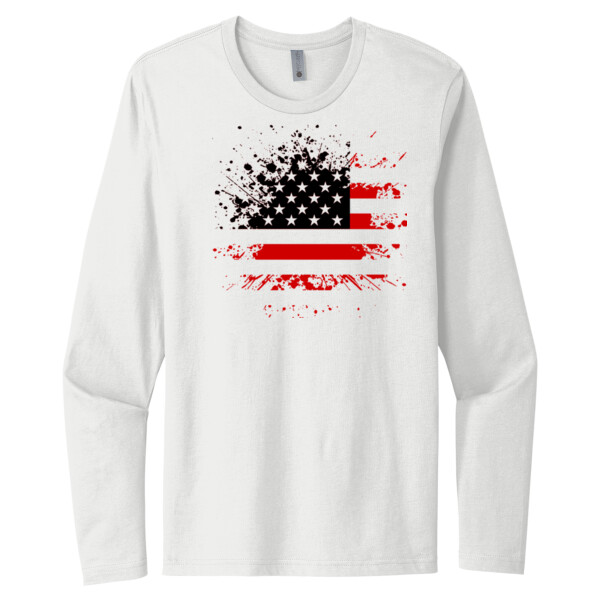 Distressed Flag Red Black - Unisex Premium Cotton Long Sleeve T-Shirt Thumbnail