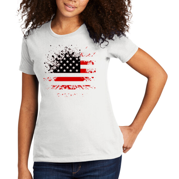 Distressed Flag Red Black - Women's Premium Cotton T-Shirt Thumbnail