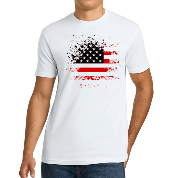 Distressed Flag Red Black - Unisex Premium Cotton T-Shirt Thumbnail