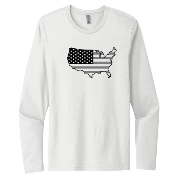 USA Map Grey Black - Unisex Premium Cotton Long Sleeve T-Shirt Thumbnail