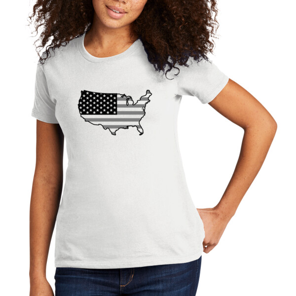 USA Map Grey Black - Women's Premium Cotton T-Shirt Thumbnail