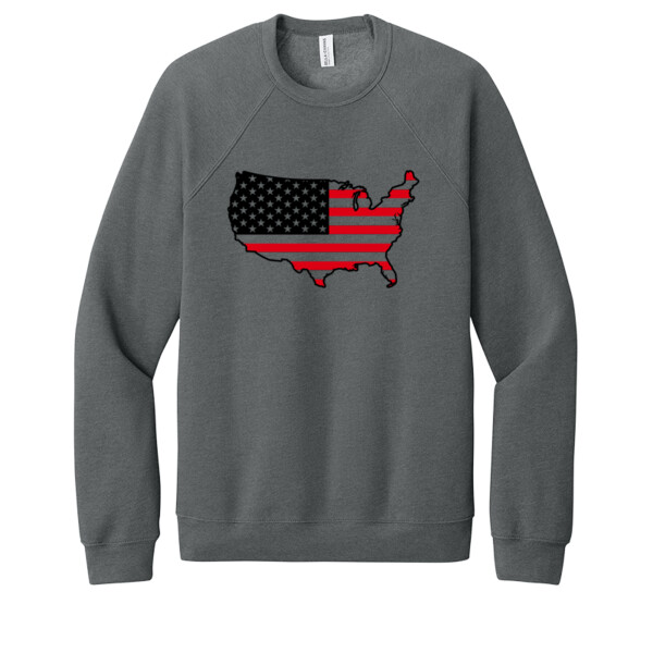 USA Map Red Black - Unisex Premium Fleece Crew Sweatshirt Thumbnail