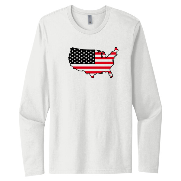 USA Map Red Black - Unisex Premium Cotton Long Sleeve T-Shirt Thumbnail