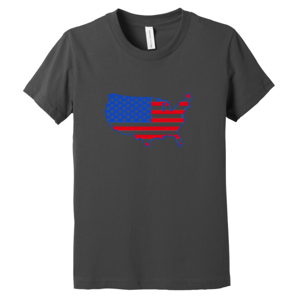USA Map Red Royal - Youth Premium Cotton T-Shirt Thumbnail
