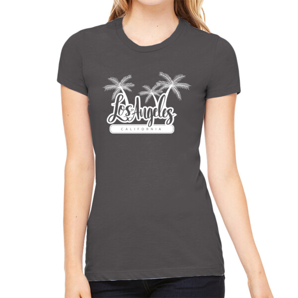 Los Angeles Cali White - Women's Premium Cotton Slim Fit T-SHirt Thumbnail