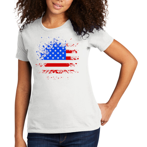 Distressed Flag Red Royal - Women's Premium Cotton T-Shirt Thumbnail