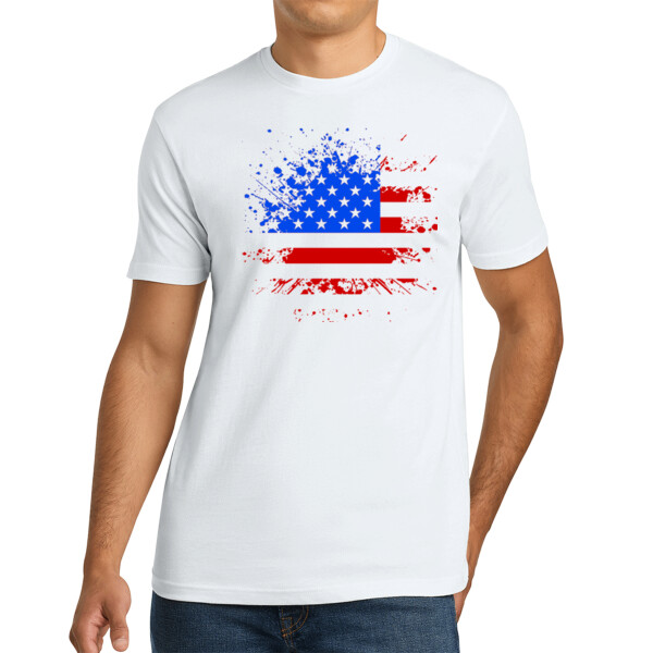 Distressed Flag Red Royal - Unisex Premium Cotton T-Shirt Thumbnail