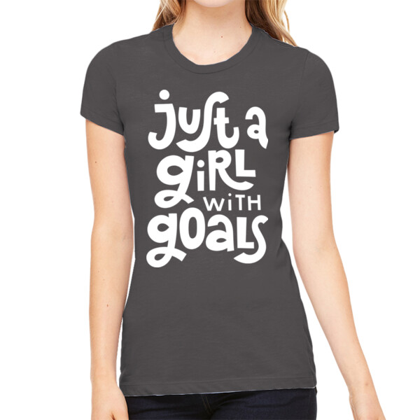 Girl with Goals - Women's Premium Cotton Slim Fit T-SHirt Thumbnail