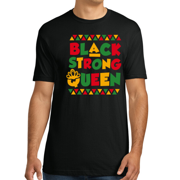 Black Strong Queen - Unisex Premium Cotton T-Shirt Thumbnail
