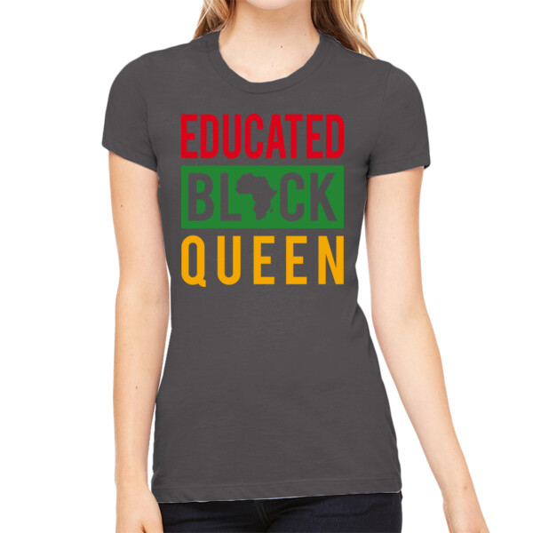 Educated Black Queen - Women's Premium Cotton Slim Fit T-SHirt Thumbnail
