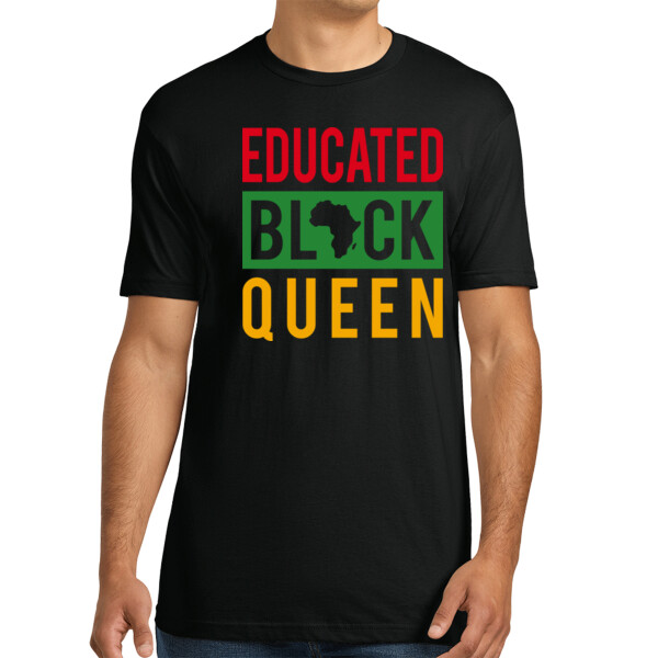 Educated Black Queen - Unisex Premium Cotton T-Shirt Thumbnail