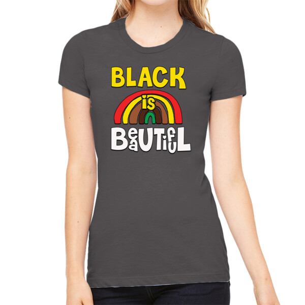 Black is Beautiful - Women's Premium Cotton Slim Fit T-SHirt Thumbnail