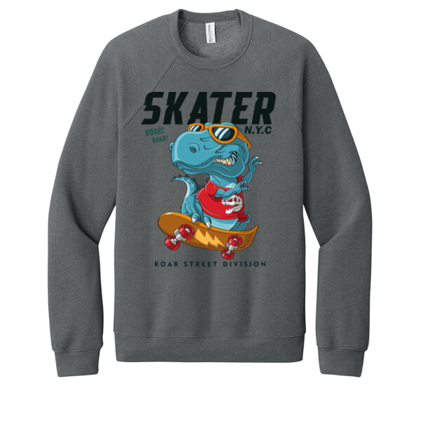 Skating T-Rex - Unisex Premium Fleece Crew Sweatshirt Thumbnail