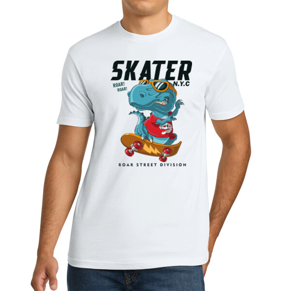 Skating T-Rex - Unisex Premium Cotton T-Shirt Thumbnail