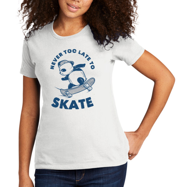 Never Too Late To Skate - Women's Premium Cotton T-Shirt Thumbnail
