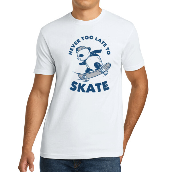 Never Too Late To Skate - Unisex Premium Cotton T-Shirt Thumbnail