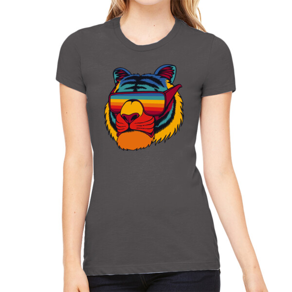Cool Tiger - Women's Premium Cotton Slim Fit T-SHirt Thumbnail