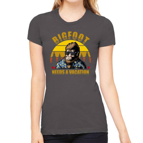 Bigfoot Vacation - Women's Premium Cotton Slim Fit T-SHirt Thumbnail