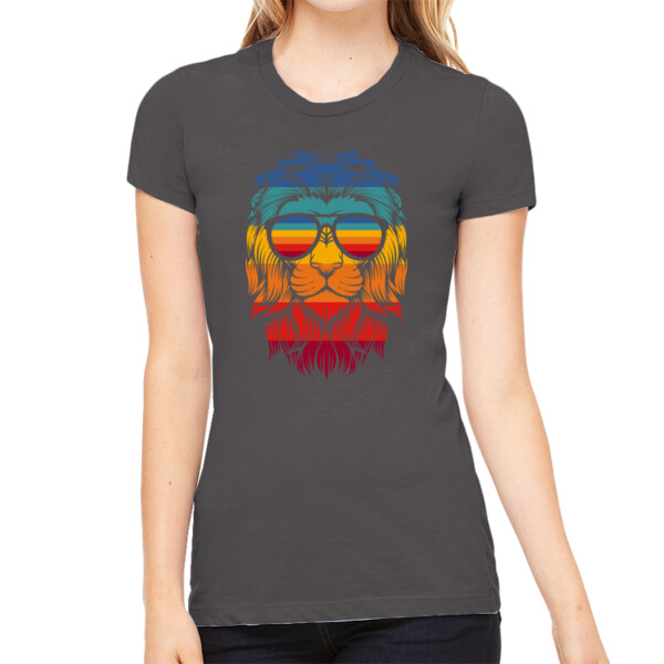 Cool Lion - Women's Premium Cotton Slim Fit T-SHirt Thumbnail