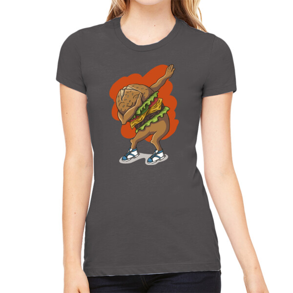 Dabbing Hamburger - Women's Premium Cotton Slim Fit T-SHirt Thumbnail