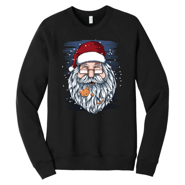 Santa and Kitty - Unisex Premium Fleece Crew Sweatshirt Thumbnail