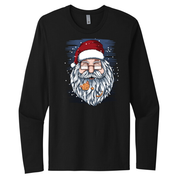 Santa and Kitty - Unisex Premium Cotton Long Sleeve T-Shirt Thumbnail