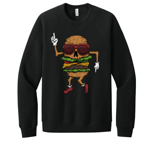 Dancing Skull Burger - Unisex Premium Fleece Crew Sweatshirt Thumbnail