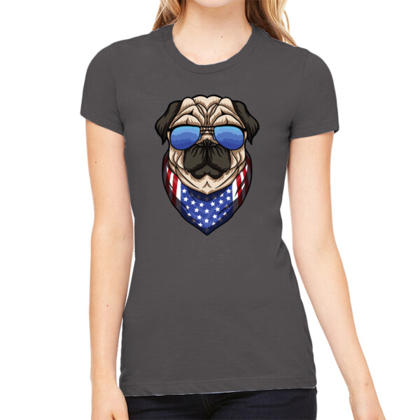American Pug - Women's Premium Cotton Slim Fit T-SHirt Thumbnail