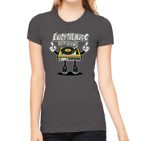 Enjoy The Music - Women's Premium Cotton Slim Fit T-SHirt Thumbnail