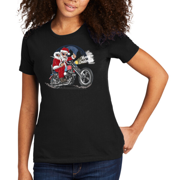 Moto Santa - Women's Premium Cotton T-Shirt Thumbnail