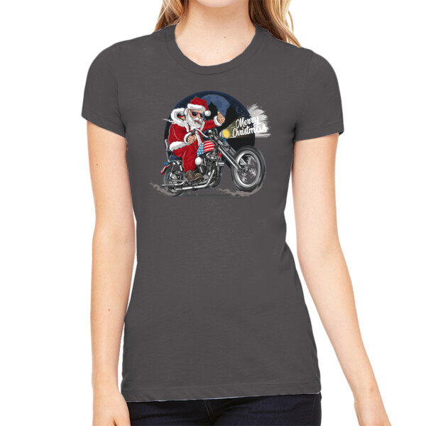 Moto Santa - Women's Premium Cotton Slim Fit T-SHirt Thumbnail