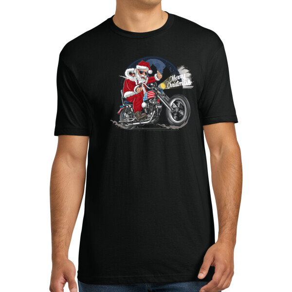 Moto Santa - Unisex Premium Cotton T-Shirt Thumbnail