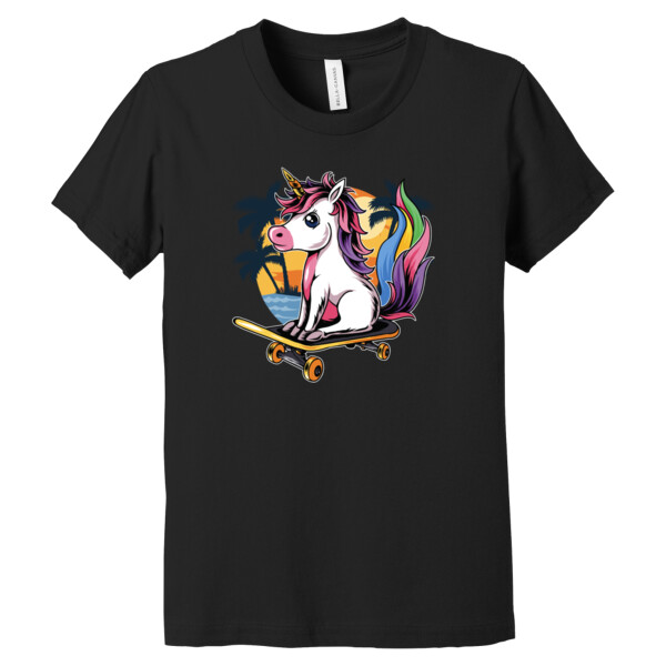 Skateboarding Unicorn - Youth Premium Cotton T-Shirt Thumbnail