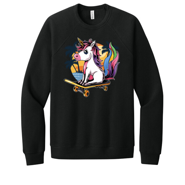 Skateboarding Unicorn - Unisex Premium Fleece Crew Sweatshirt Thumbnail