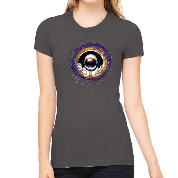 Black Hole Astronaut - Women's Premium Cotton Slim Fit T-SHirt Thumbnail