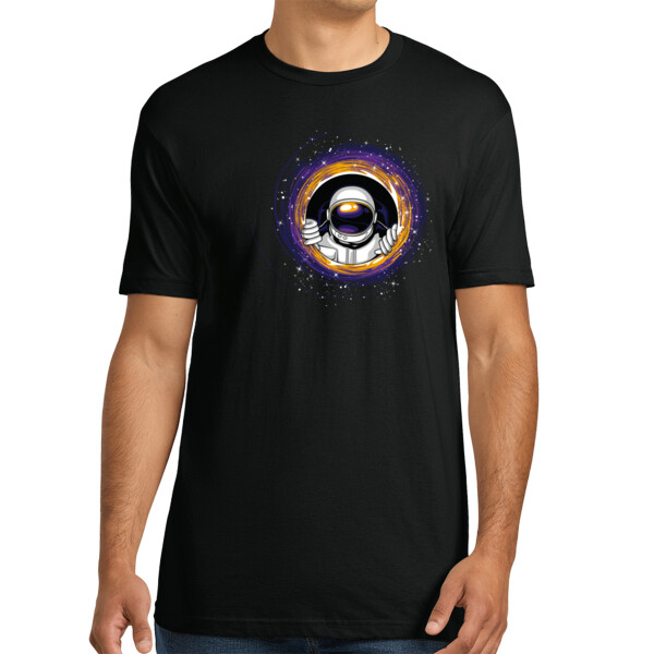 Black Hole Astronaut - Unisex Premium Cotton T-Shirt Thumbnail